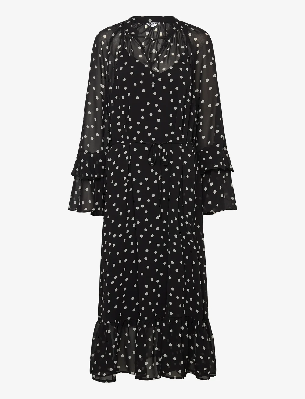 Object - OBJGINA L/S RE LONG DRESS E WI 25 - proginės suknelės - black - 0