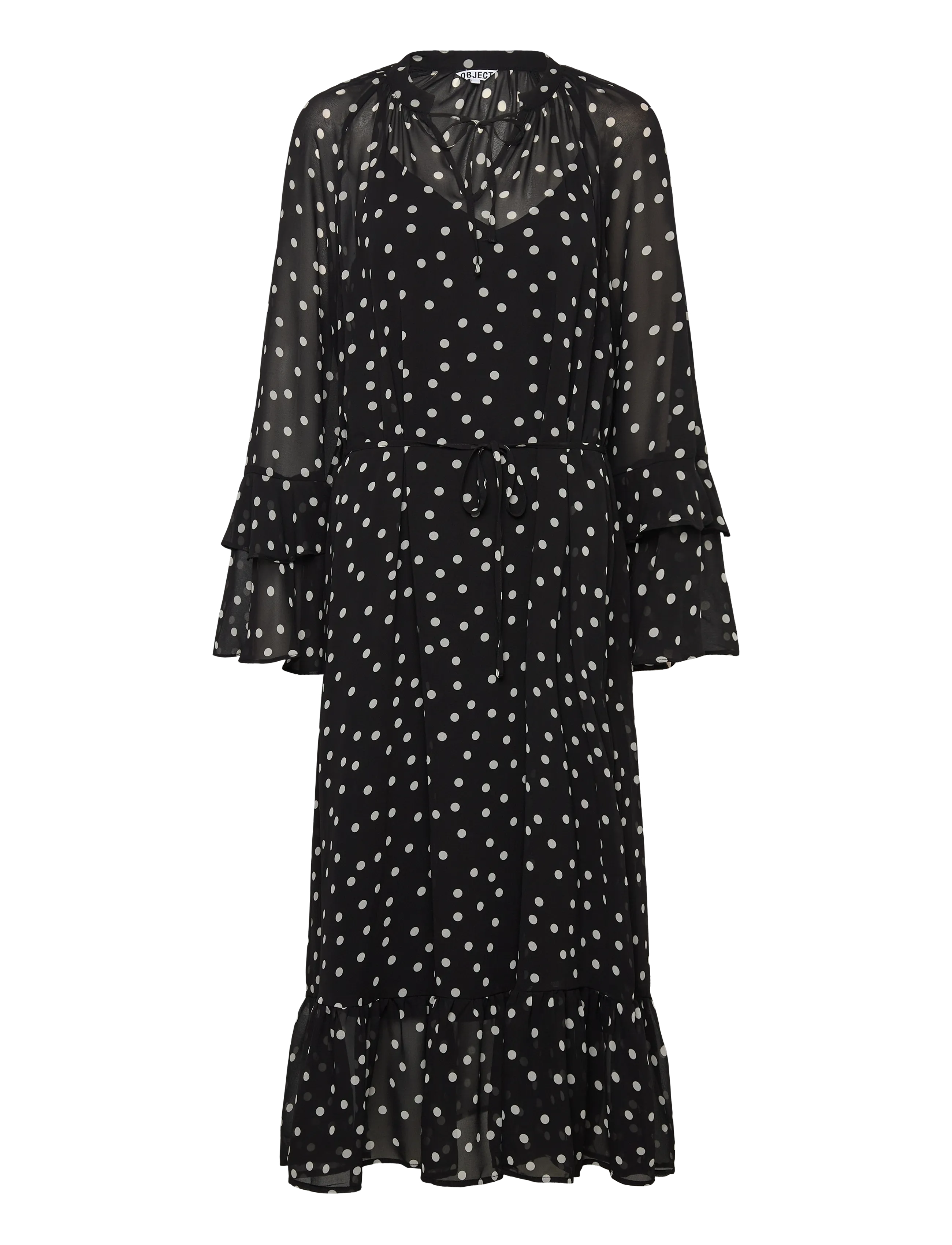 Object OBJGINA L/S RE LONG DRESS E WI 25 - Kleider - BLACK / black