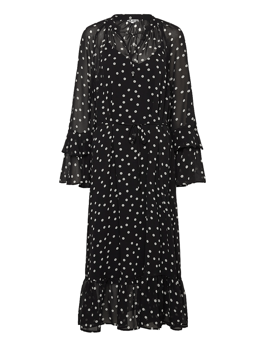Object - OBJGINA L/S RE LONG DRESS E WI 25 - feestjurken - black - 1