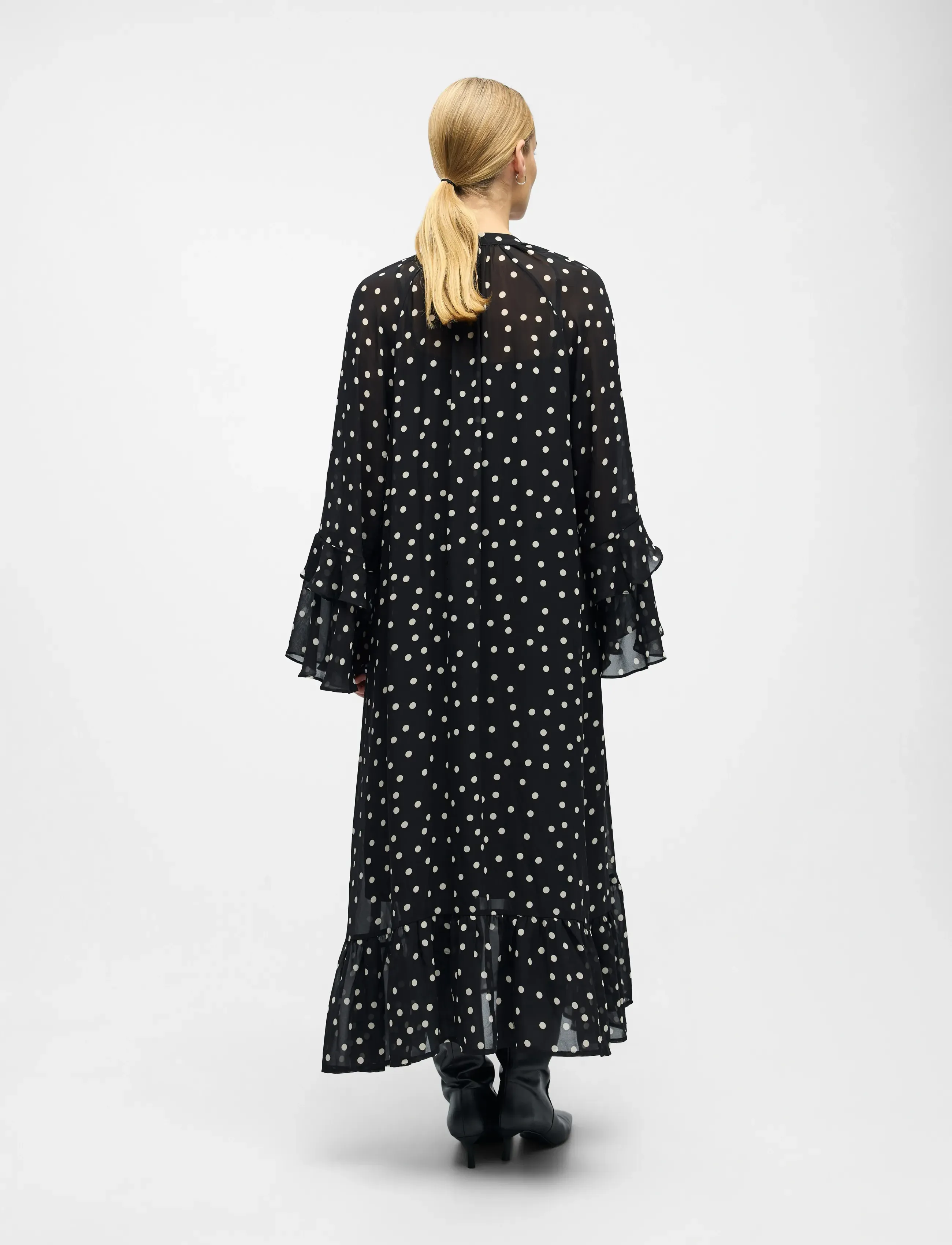 Object - OBJGINA L/S RE LONG DRESS E WI 25 - festkjoler - black - 4