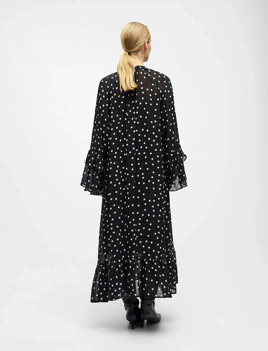 Object - OBJGINA L/S RE LONG DRESS E WI 25 - feestjurken - black - 4