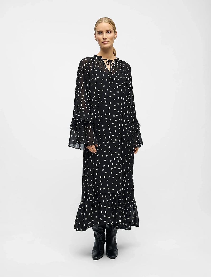 Object - OBJGINA L/S RE LONG DRESS E WI 25 - party dresses - black - 5