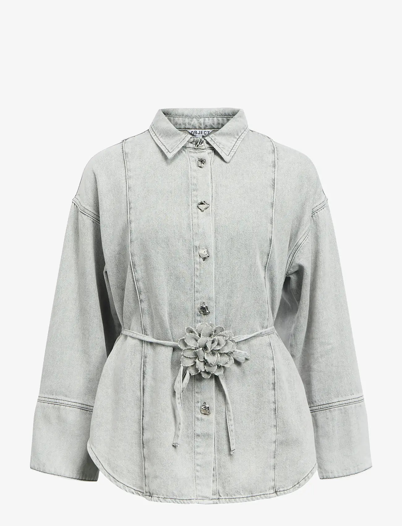 Object - OBJGAIL L/S LO DENIM SHIRT 144 - denim shirts - light grey denim - 1