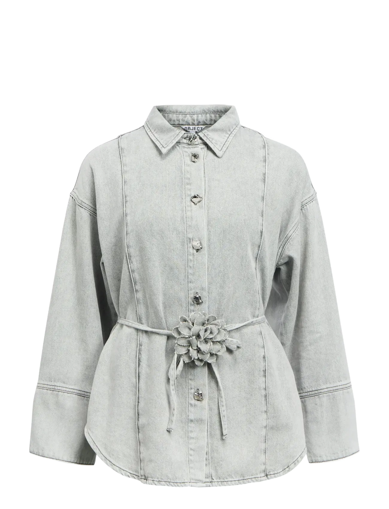 Object OBJGAIL L/S LO DENIM SHIRT 144 - Object - LIGHT GREY DENIM / grey