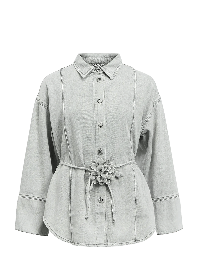Object - OBJGAIL L/S LO DENIM SHIRT 144 - denimskjorter - light grey denim - 1