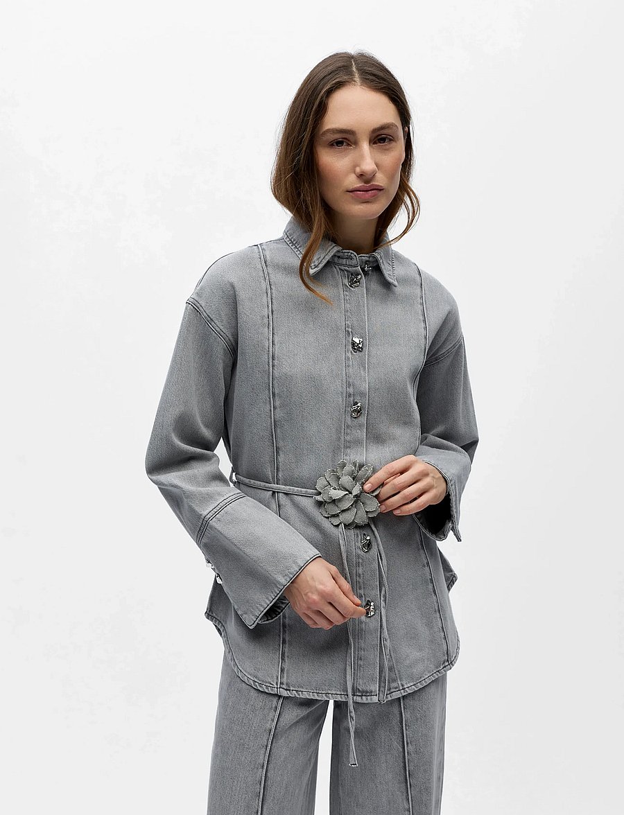 Object - OBJGAIL L/S LO DENIM SHIRT 144 - chemises en jeans - light grey denim - 0