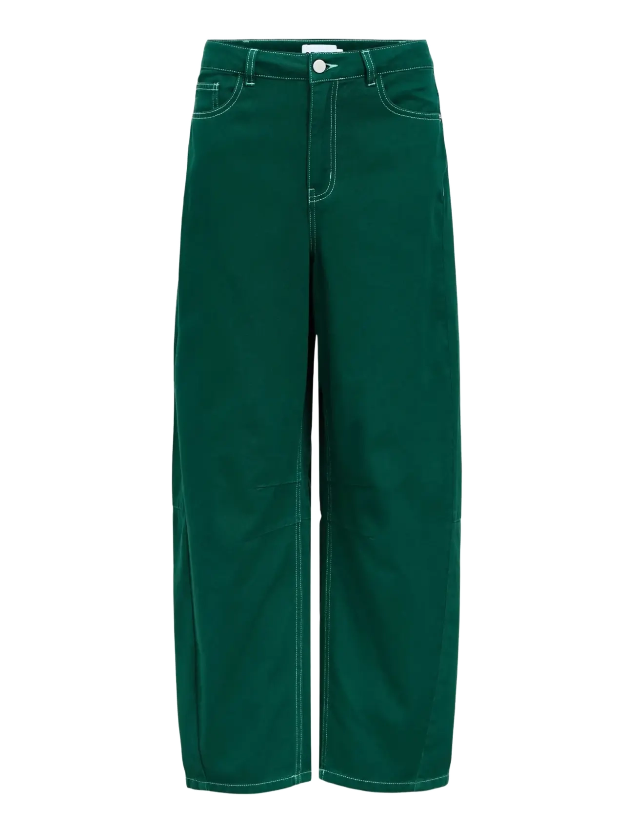 Object OBJMIO ANDREA MW CROPPED TWILL JEANS 144 - Brede jeans - BOTANICAL GARDEN / green