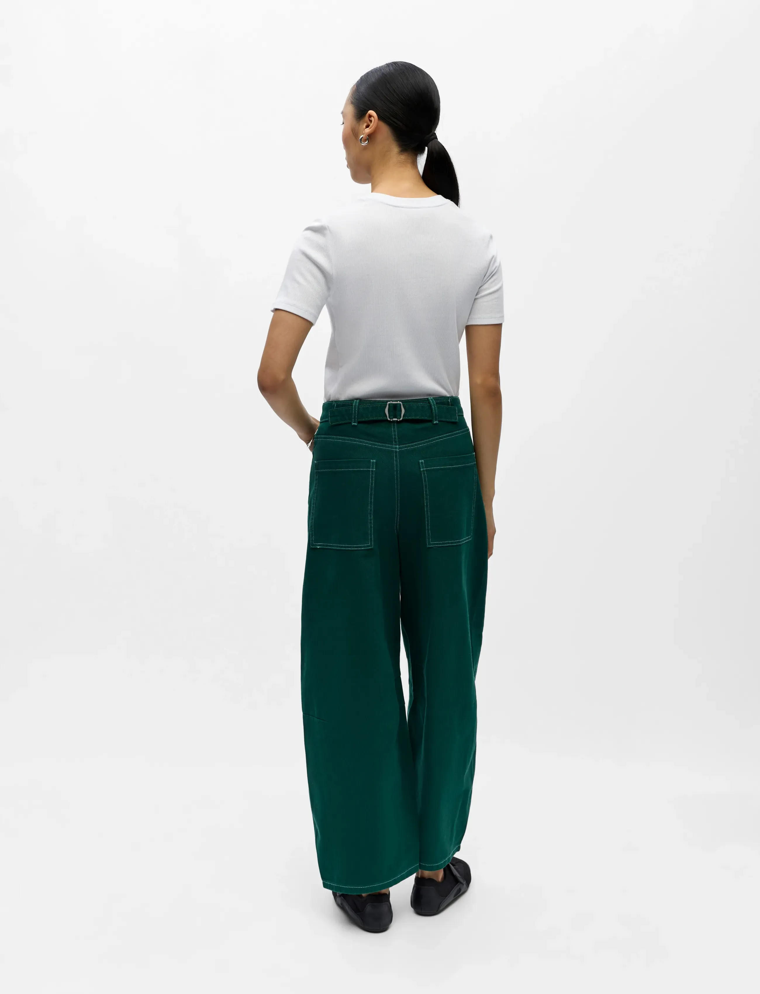 Object - OBJMIO ANDREA MW CROPPED TWILL JEANS 144 - wide leg jeans - botanical garden - 3