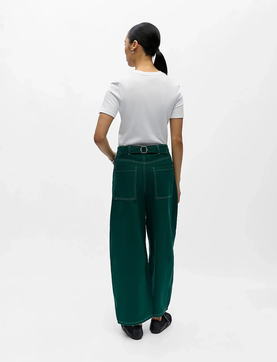 Object - OBJMIO ANDREA MW CROPPED TWILL JEANS 144 - jeans met wijde pijpen - botanical garden - 3