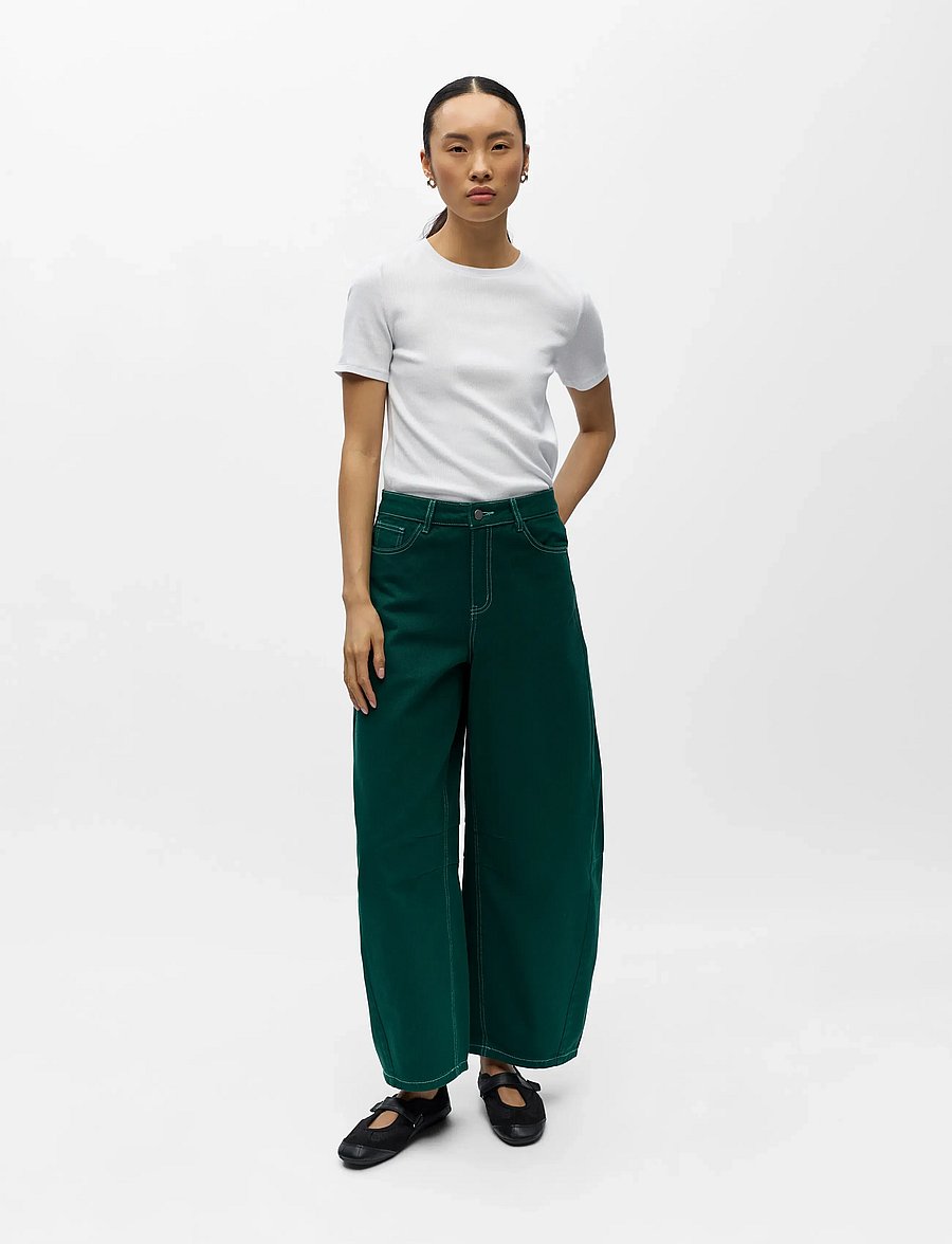 Object - OBJMIO ANDREA MW CROPPED TWILL JEANS 144 - jeans met wijde pijpen - botanical garden - 4