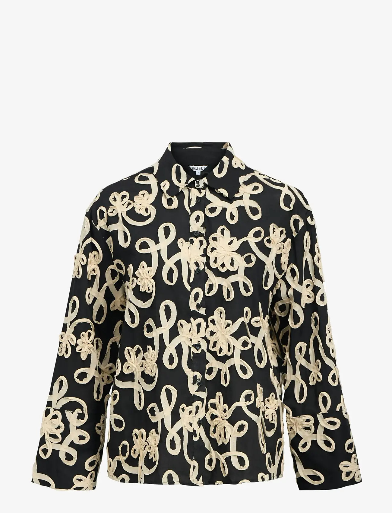 Object - OBJROYA L/S LO SHIRT 144 - langærmede skjorter - black - 1