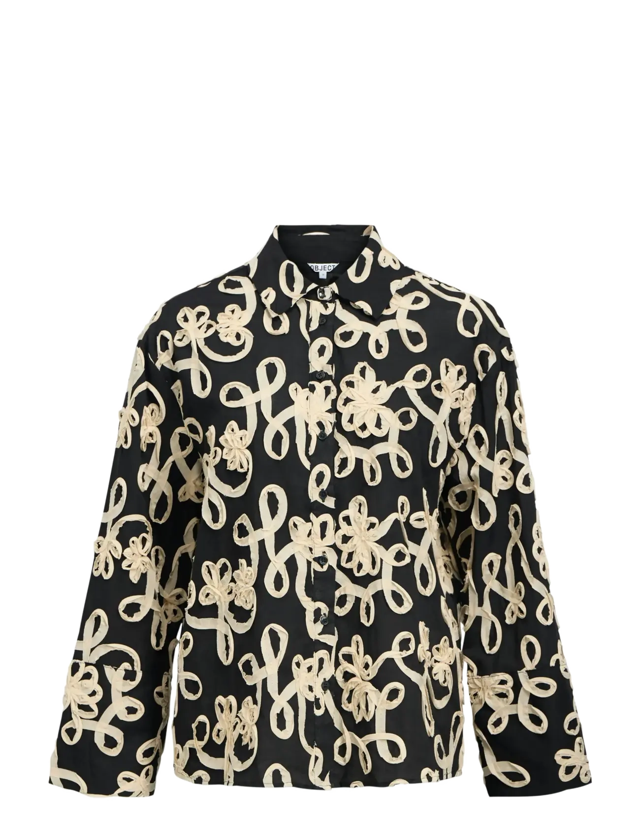 Object OBJROYA L/S LO SHIRT 144 - Skjorter - BLACK / black