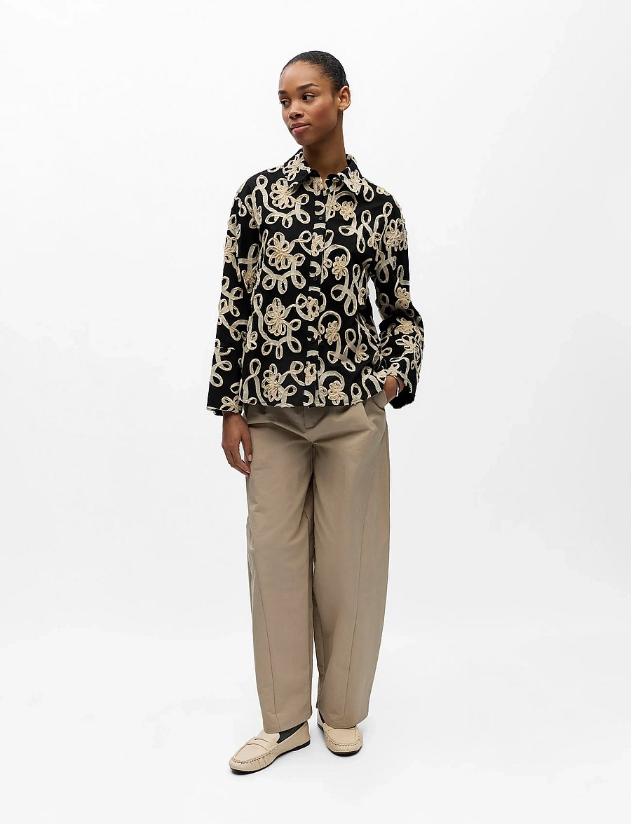 Object - OBJROYA L/S LO SHIRT 144 - pitkähihaiset kauluspaidat - black - 3
