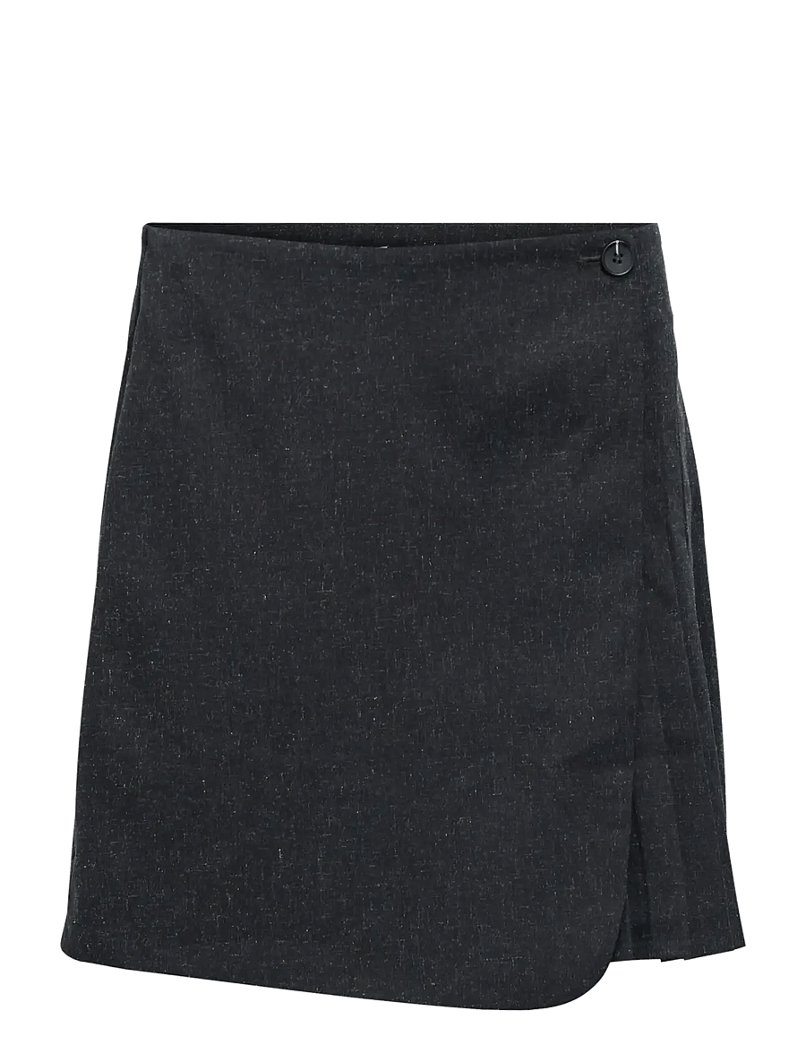 Object - OBJALMA MW SHORT SKIRT E AW FAIR 25 DIV - pleated skirts - dark grey melange - 1