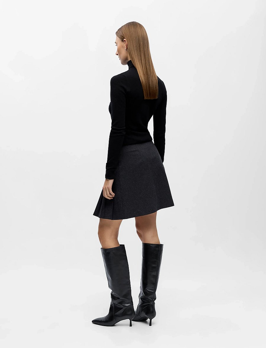 Object - OBJALMA MW SHORT SKIRT E AW FAIR 25 DIV - pleated skirts - dark grey melange - 2