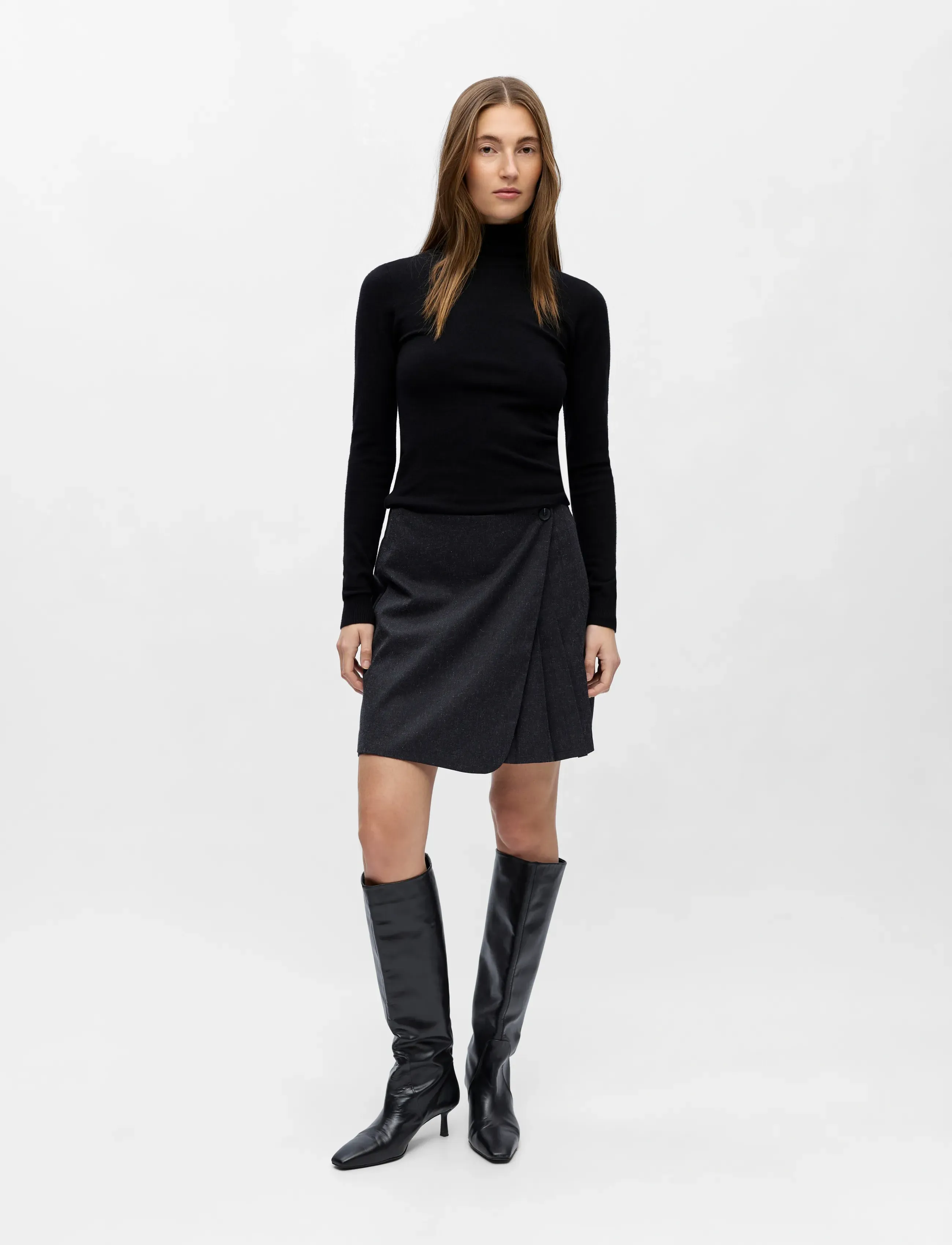 Object - OBJALMA MW SHORT SKIRT E AW FAIR 25 DIV - kurze röcke - dark grey melange - 3
