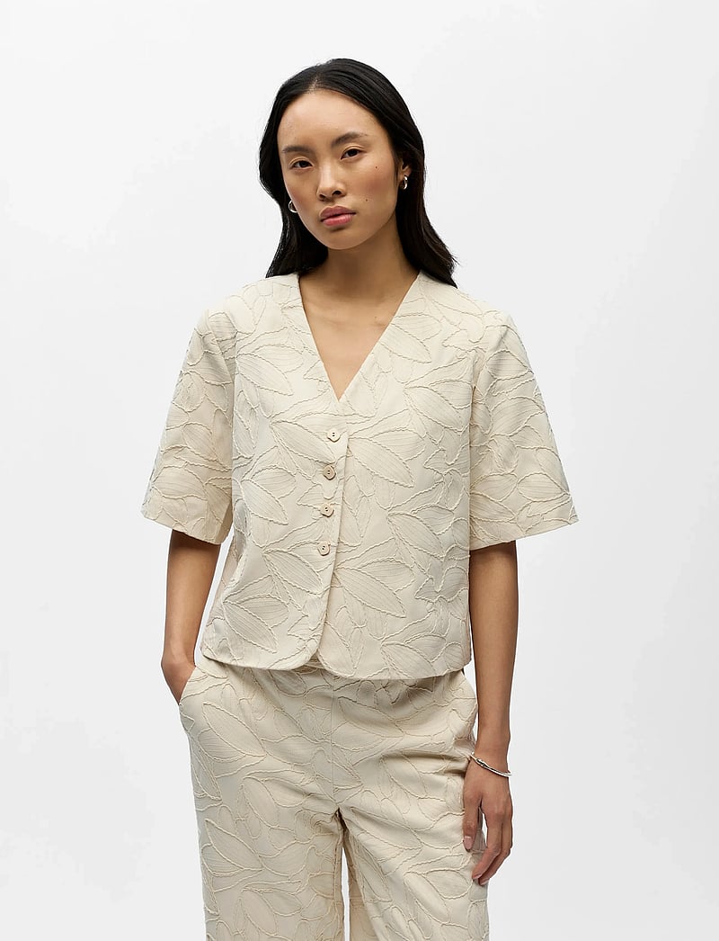 Object - OBJMATHILDA LISA 2/4 LO BLAZER 144 - korte blazere - white sand - 4