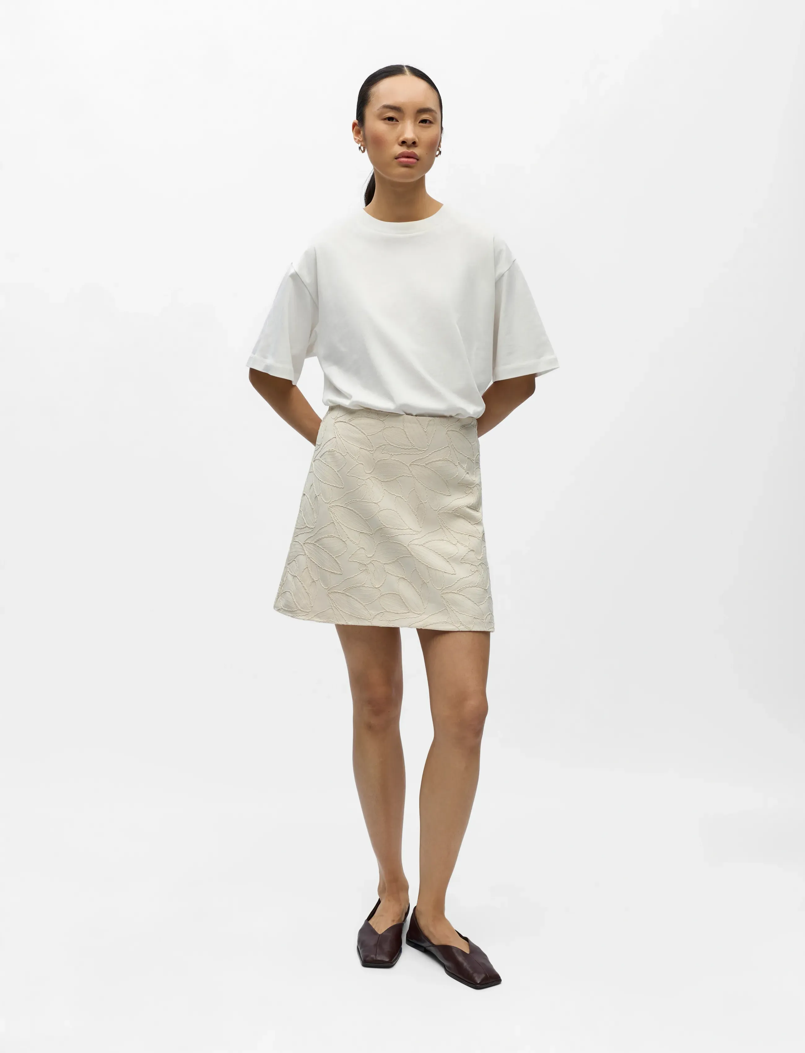 Object OBJMATHILDA LISA HW SHORT SKIRT 144 - Short skirts - WHITE SAND / cream