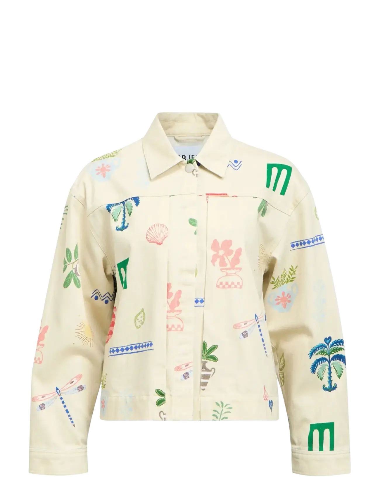 Object OBJALLY L/S LO PRINTED JACKET 144 - Object - HUMUS / cream