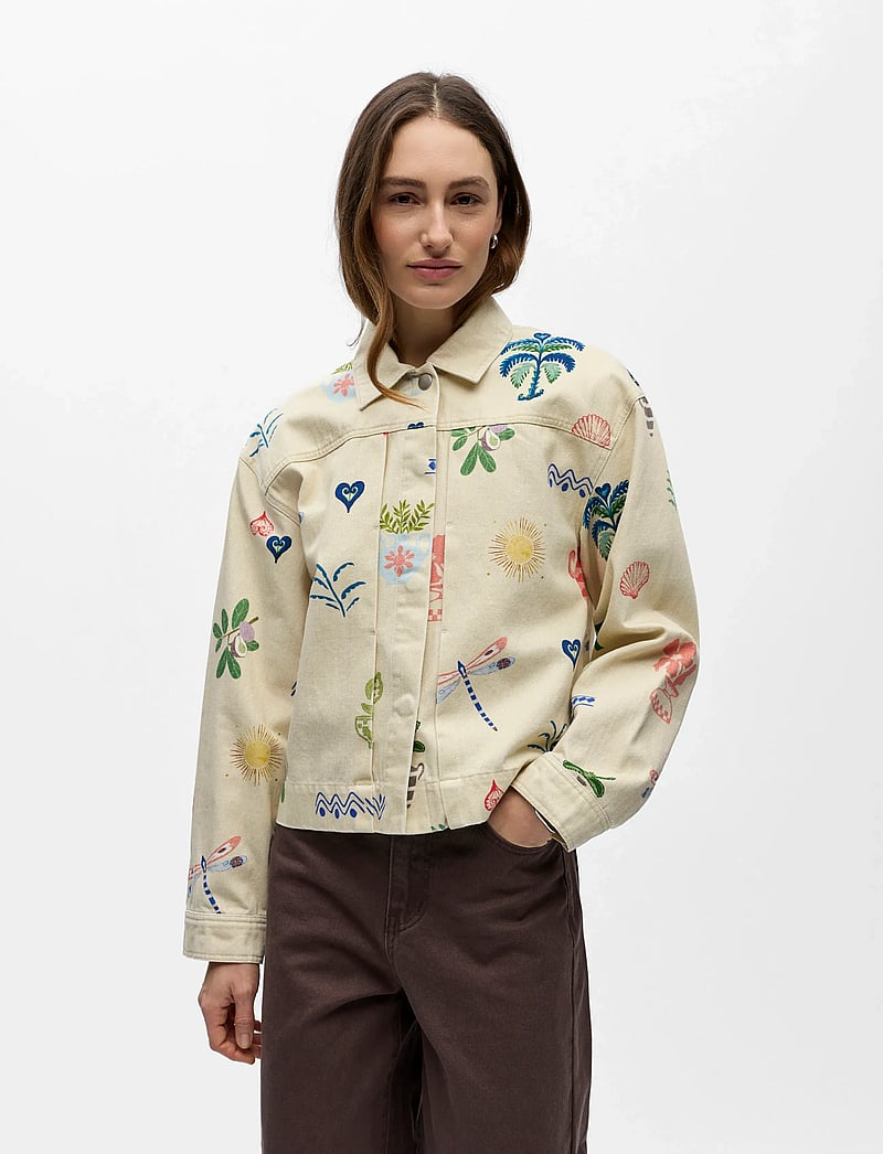 Object - OBJALLY L/S LO PRINTED JACKET 144 - forårsjakker - humus - 4