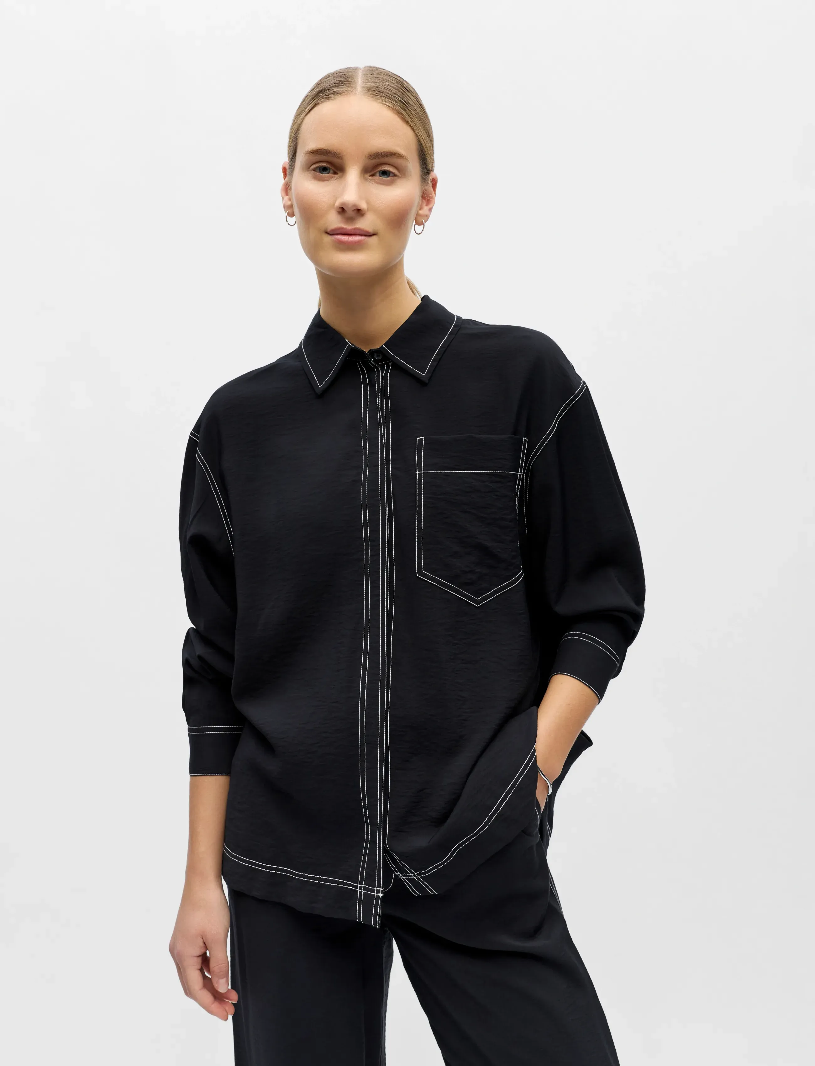 Object OBJJACIRA LO L/S SHIRT DIV - Blusar & Skjortor - BLACK / black