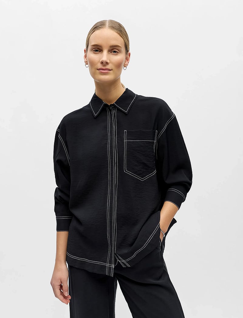 Object - OBJJACIRA LO L/S SHIRT DIV - långärmade skjortor - black - 0