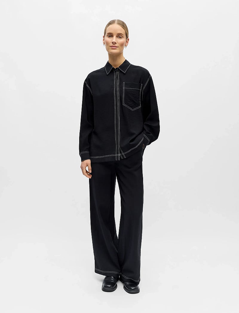 Object - OBJJACIRA LO L/S SHIRT DIV - långärmade skjortor - black - 3