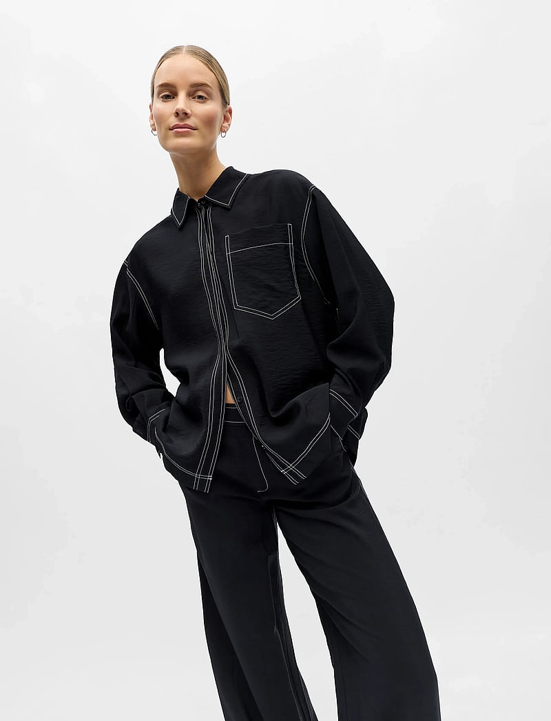 Object - OBJJACIRA LO L/S SHIRT DIV - långärmade skjortor - black - 4