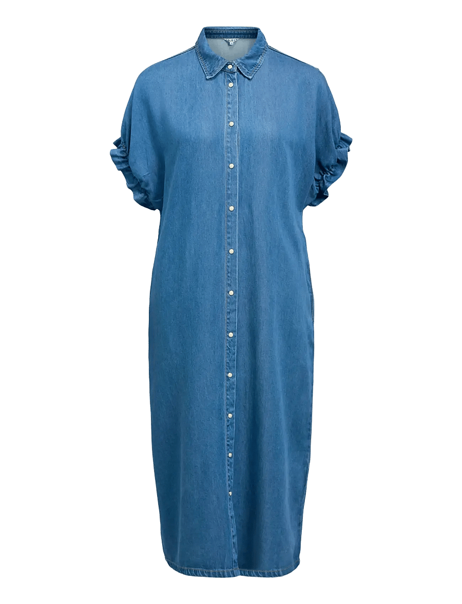 Object - OBJFRAME TIANA 2/4 LO DENIM DRESS DIV - särkkleidid - medium blue denim - 1