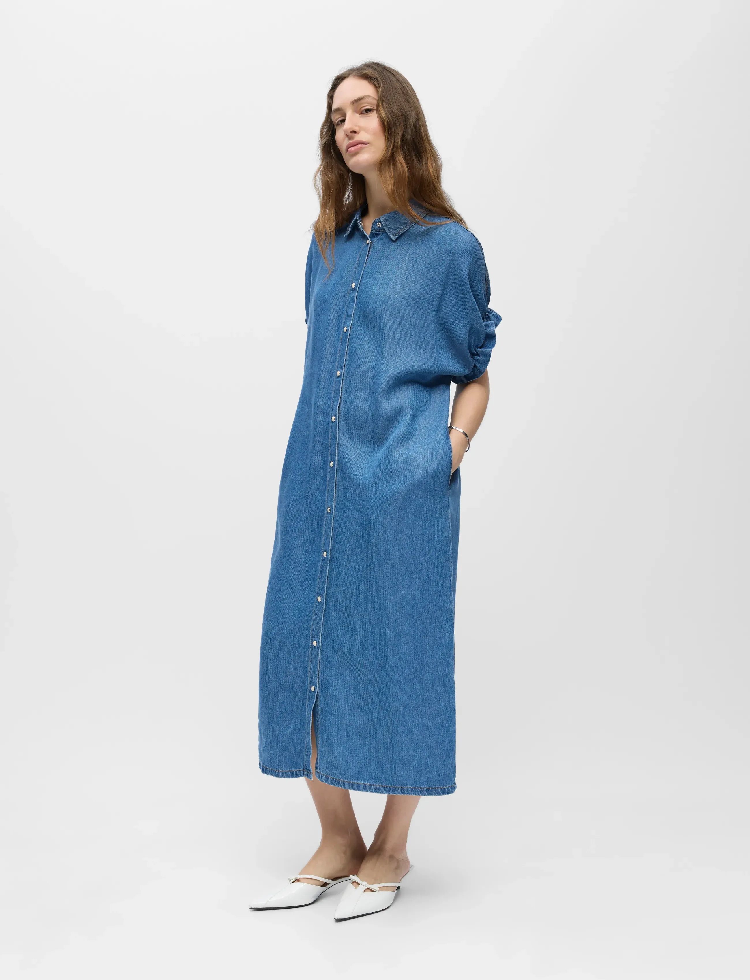 Object OBJFRAME TIANA 2/4 LO DENIM DRESS DIV - Skjortekjoler - MEDIUM BLUE DENIM / blue