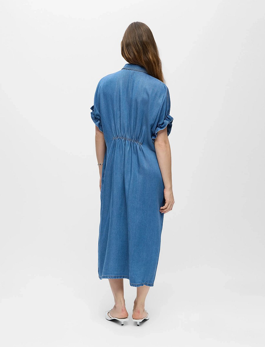 Object - OBJFRAME TIANA 2/4 LO DENIM DRESS DIV - särkkleidid - medium blue denim - 2