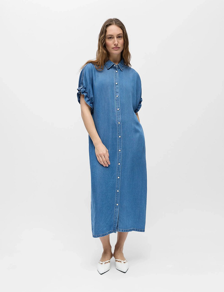 Object - OBJFRAME TIANA 2/4 LO DENIM DRESS DIV - särkkleidid - medium blue denim - 3