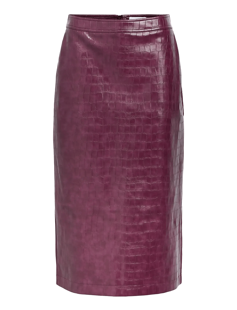 Object - OBJSALVA HW PENCIL PU SKIRT E AW FAIR 25 - midi kjolar - mauve wine - 1