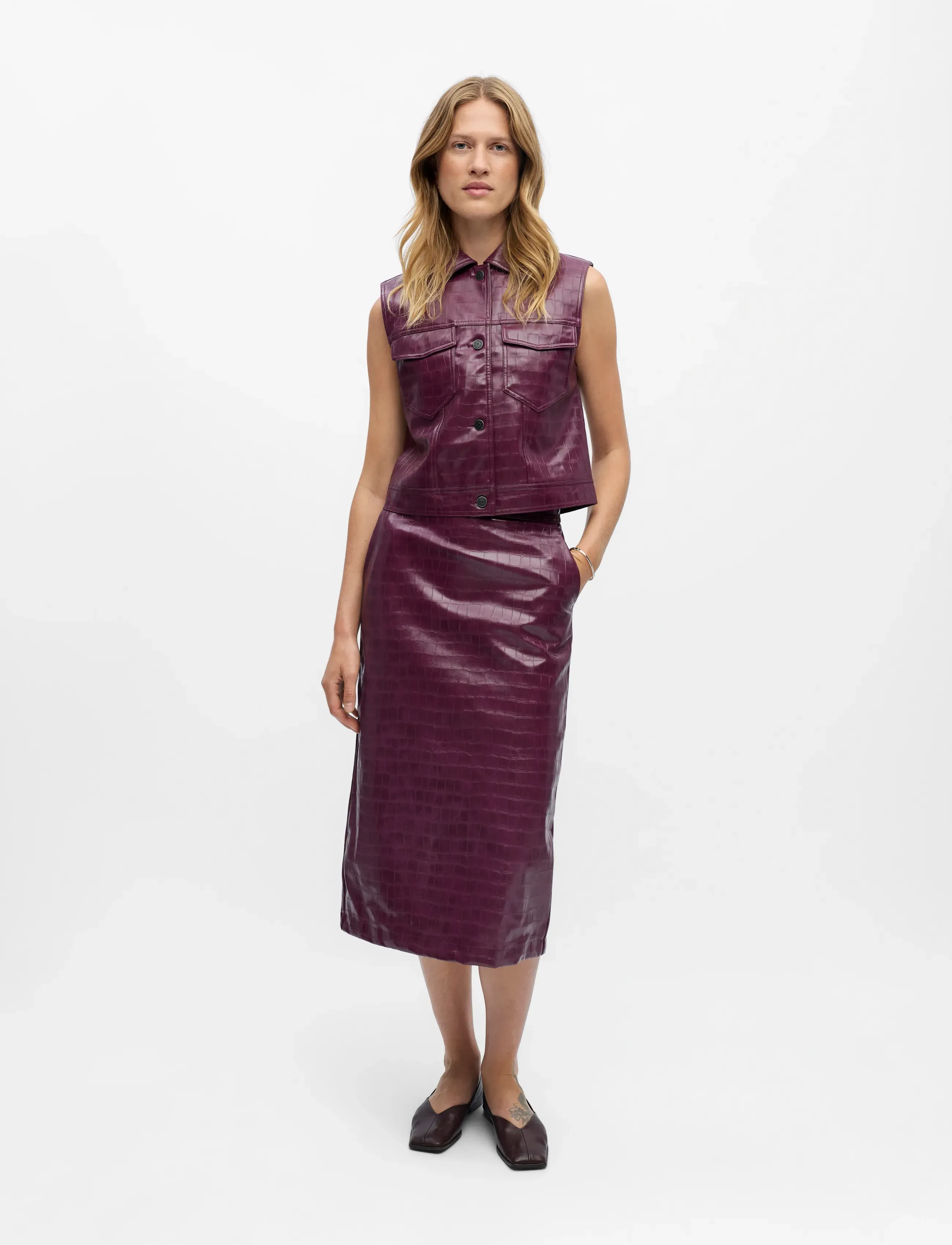 Object Objsalva S/L Pu Vest E Aw Fair 25, 36, Burgundy, Jakker > Læder, Dame