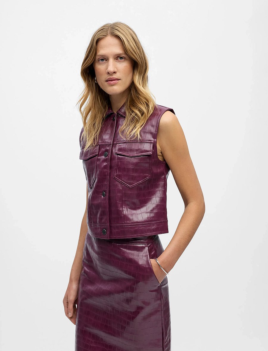 Object - OBJSALVA S/L PU VEST E AW FAIR 25 - vestes de printemps - mauve wine - 3