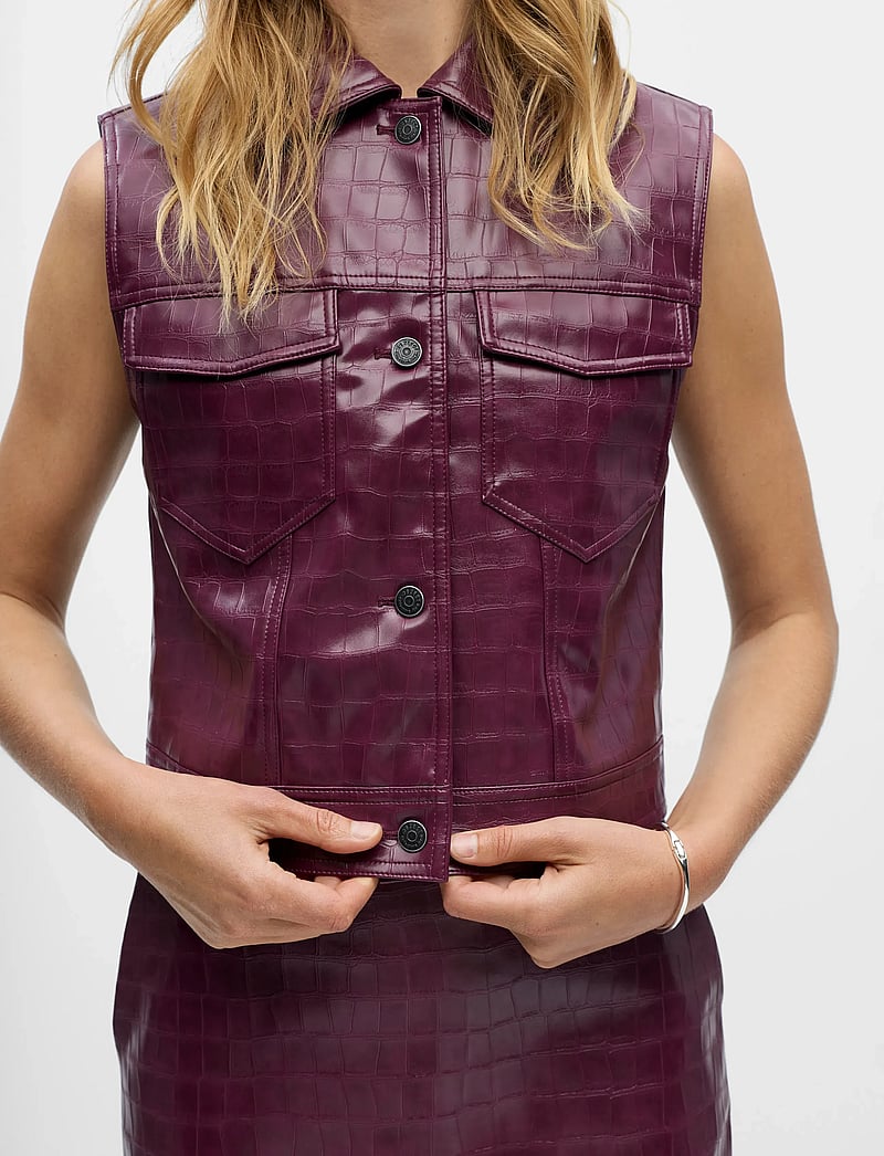 Object - OBJSALVA S/L PU VEST E AW FAIR 25 - vestes de printemps - mauve wine - 4