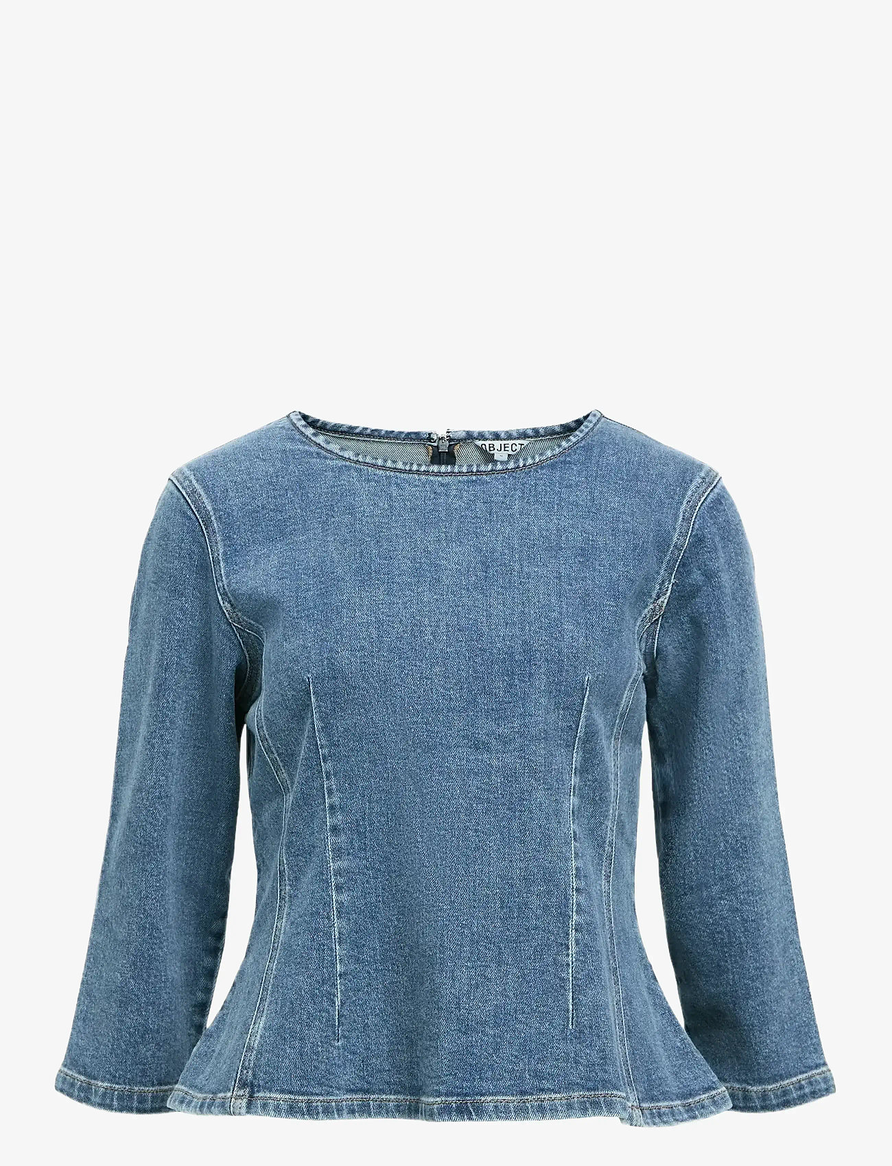 Object - OBJROSIE 2/4 RE SCULPTURE TOP AW FAIR 25 - denimskjorter - medium blue denim - 1