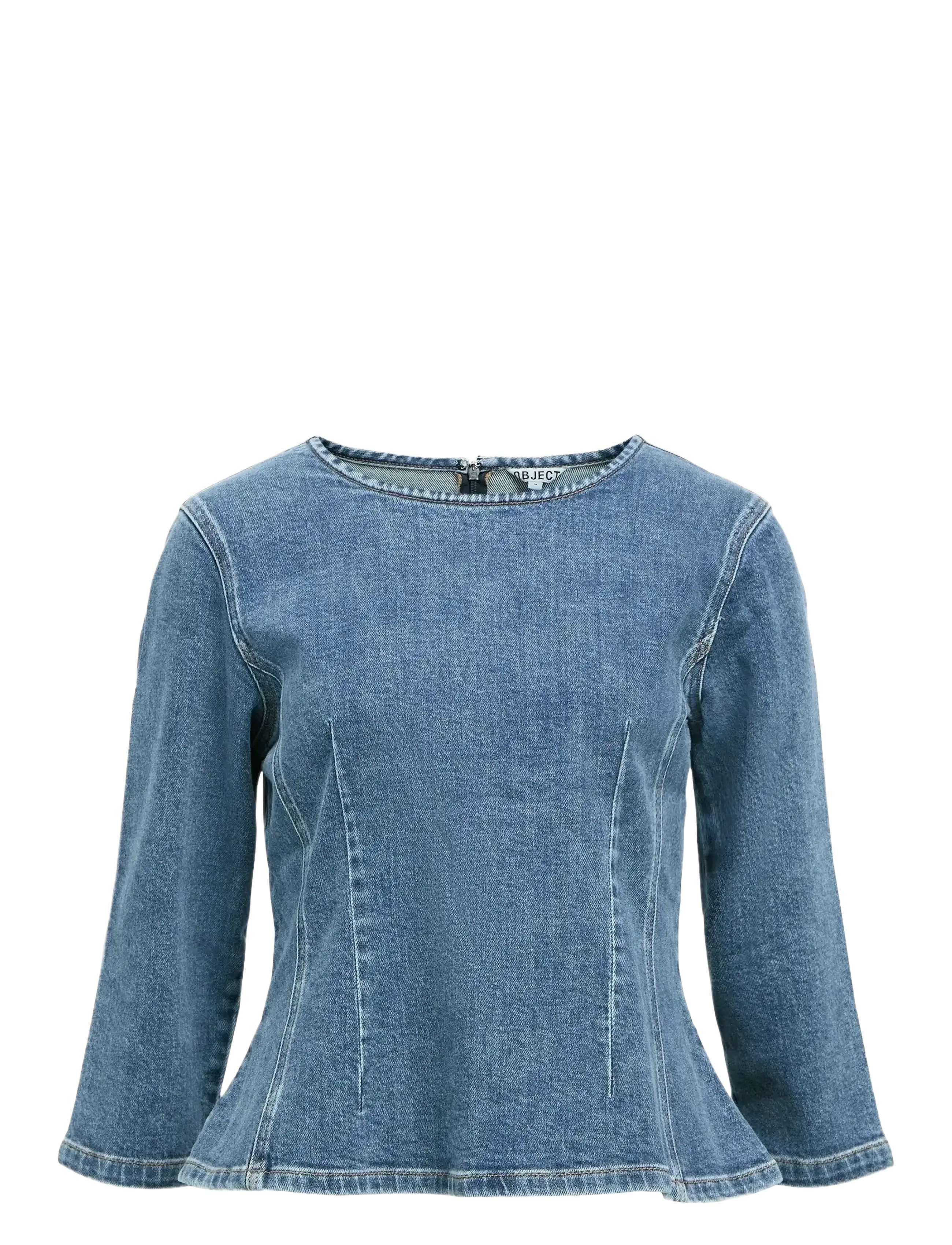 Object OBJROSIE 2/4 RE SCULPTURE TOP AW FAIR 25 - Pluusid ja särgid - MEDIUM BLUE DENIM / blue