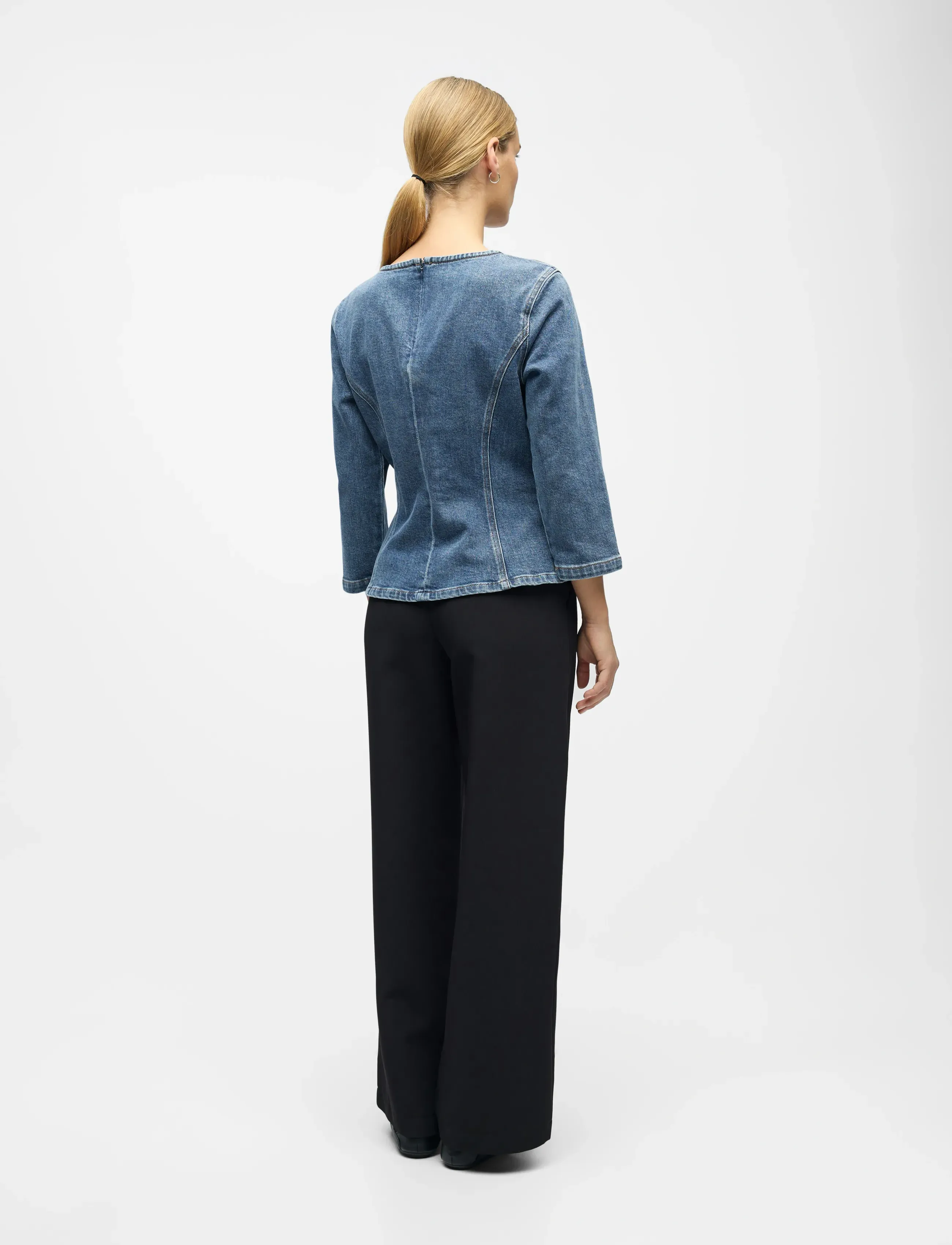 Object - OBJROSIE 2/4 RE SCULPTURE TOP AW FAIR 25 - jeanshemden - medium blue denim - 2