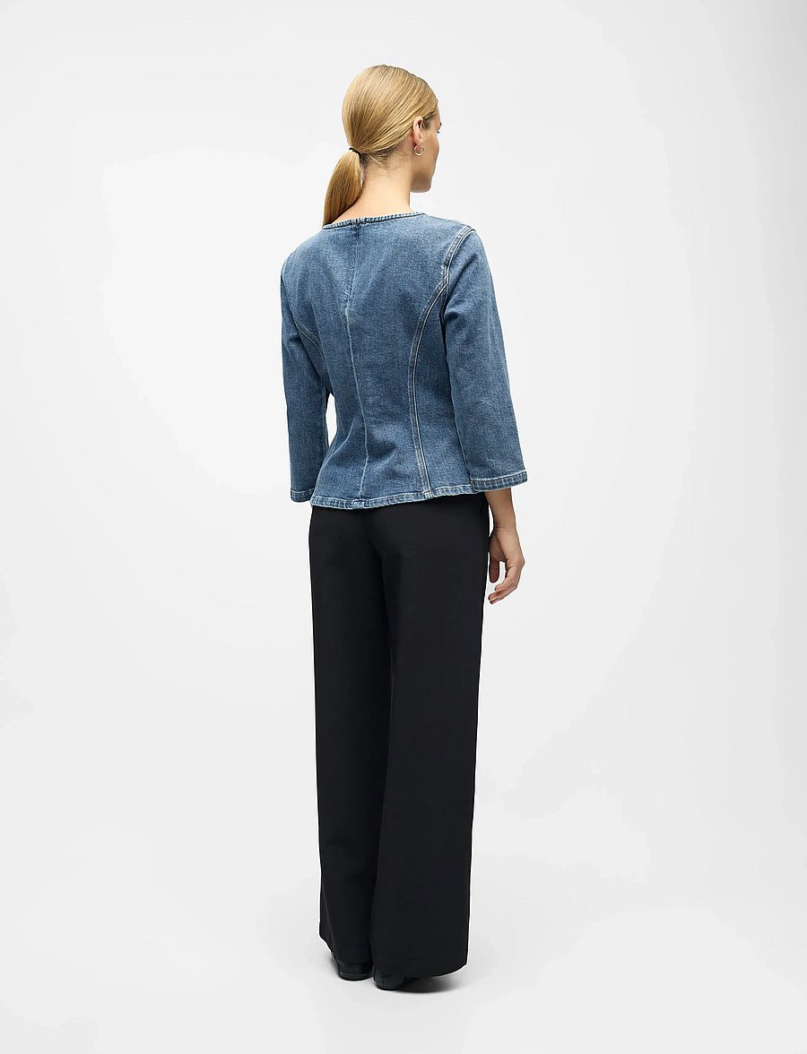Object - OBJROSIE 2/4 RE SCULPTURE TOP AW FAIR 25 - jeanshemden - medium blue denim - 2