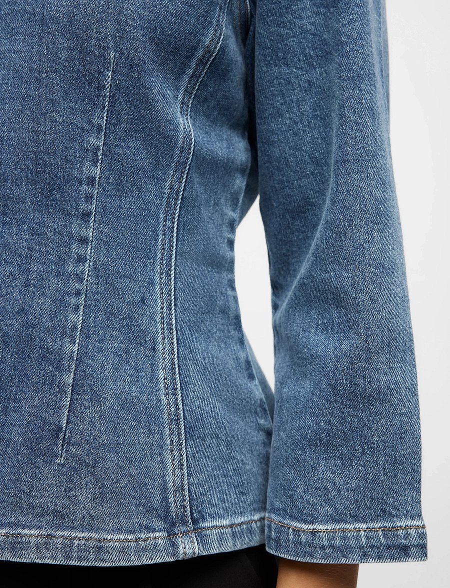 Object - OBJROSIE 2/4 RE SCULPTURE TOP AW FAIR 25 - jeanshemden - medium blue denim - 5