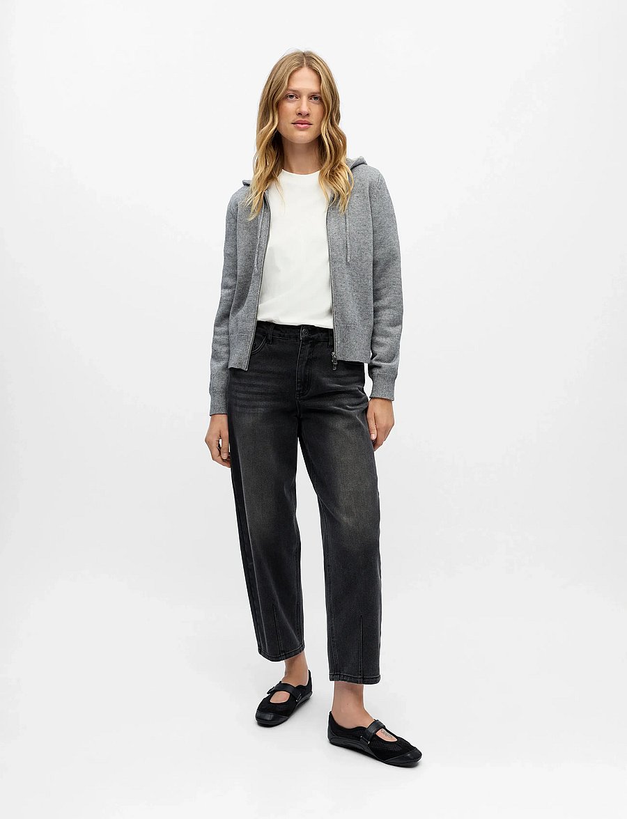 Object - OBJTHESS L/S RE HOODIE CARDIGAN E AW 25 - medium grey melange - 0