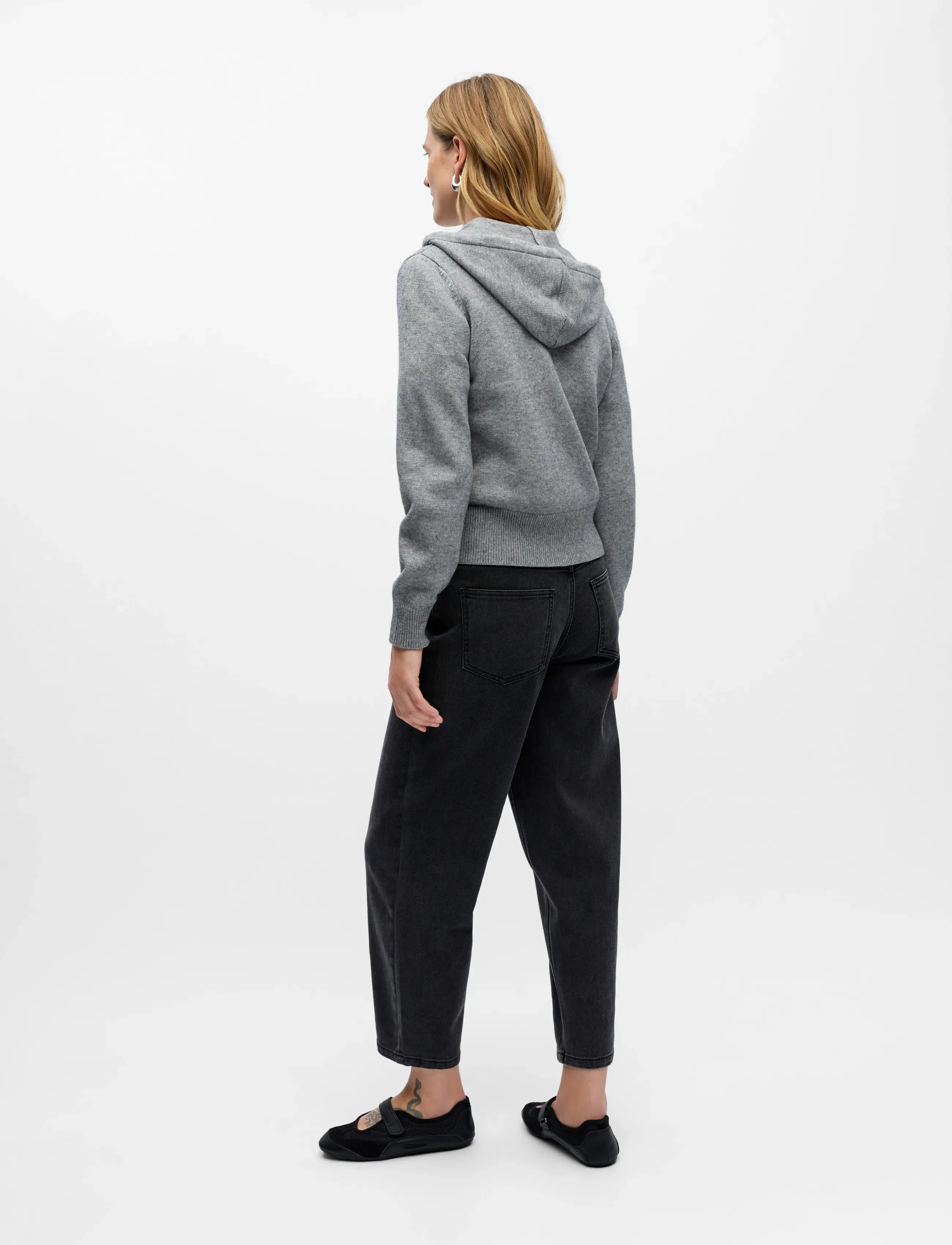 Object - OBJTHESS L/S RE HOODIE CARDIGAN E AW 25 - medium grey melange - 2