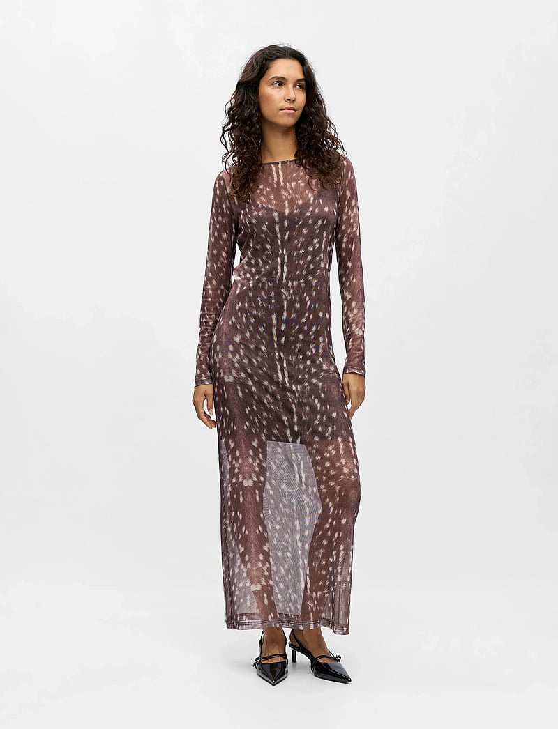 Object - OBJMONTANA L/S SLI DRESS E AW 25 - aftenkjoler - cocoa brown - 0