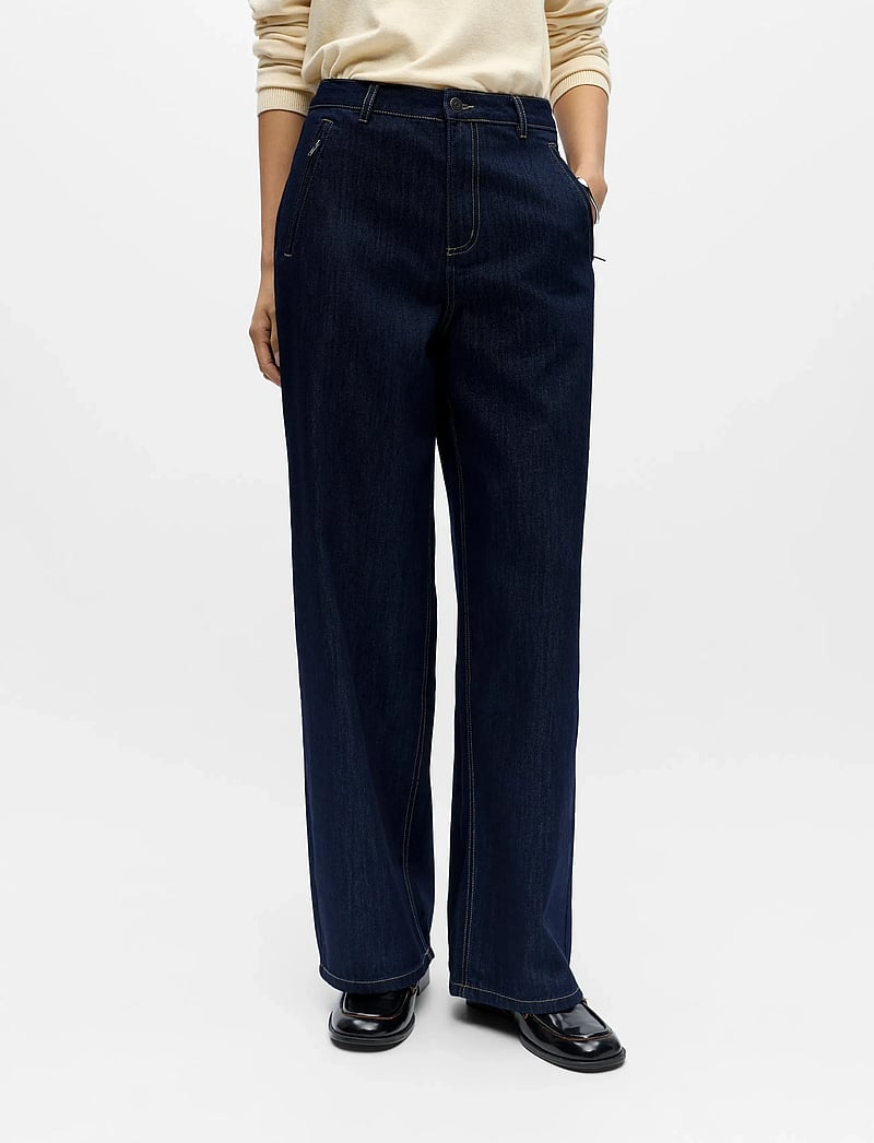 Object - OBJCARLY MW LO JEANS E AW FAIR 25 - laia säärega püksid - dark blue denim - 4