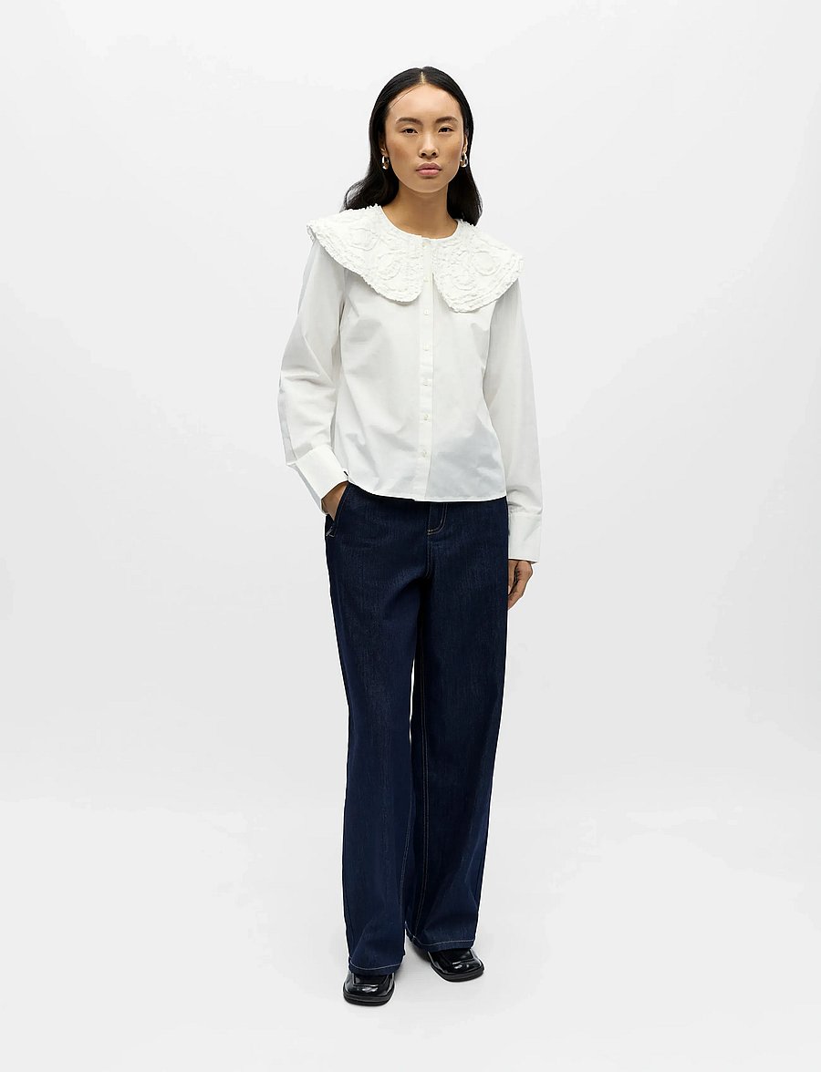 Object - OBJENESA L/S RE SHIRT E AW FAIR 25 - langärmelige blusen - cloud dancer - 0