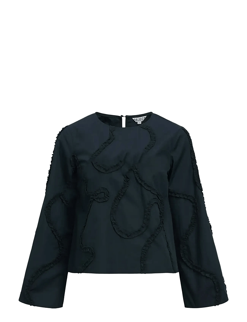Object - OBJENESA L/S RE TOP E AW FAIR 25 - langærmede bluser - black - 1