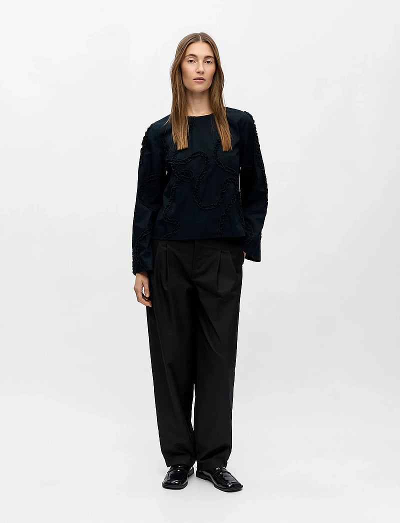 Object - OBJENESA L/S RE TOP E AW FAIR 25 - langærmede bluser - black - 0