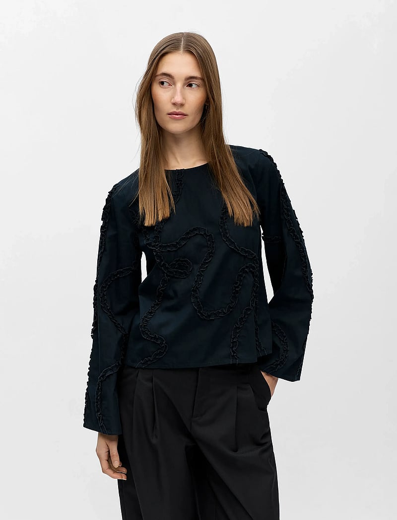 Object - OBJENESA L/S RE TOP E AW FAIR 25 - langærmede bluser - black - 3