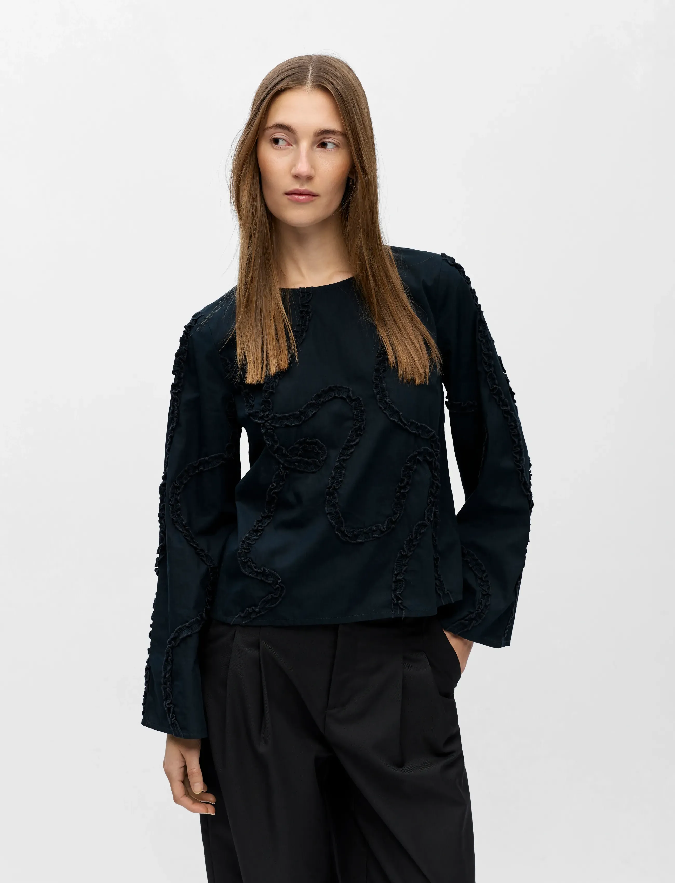 Object - OBJENESA L/S RE TOP E AW FAIR 25 - langärmlige blusen - black - 3
